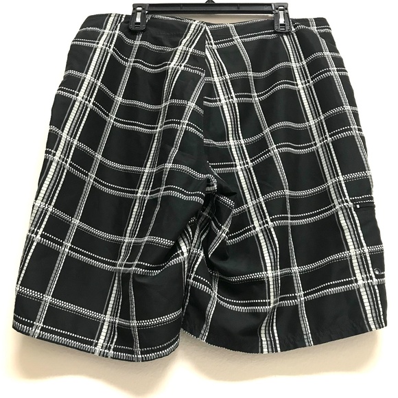 Nike Sz XL 36 Swimming Trunks Board Shorts Athleisure Beach Drawstring Black Wht - Picture 4 of 8